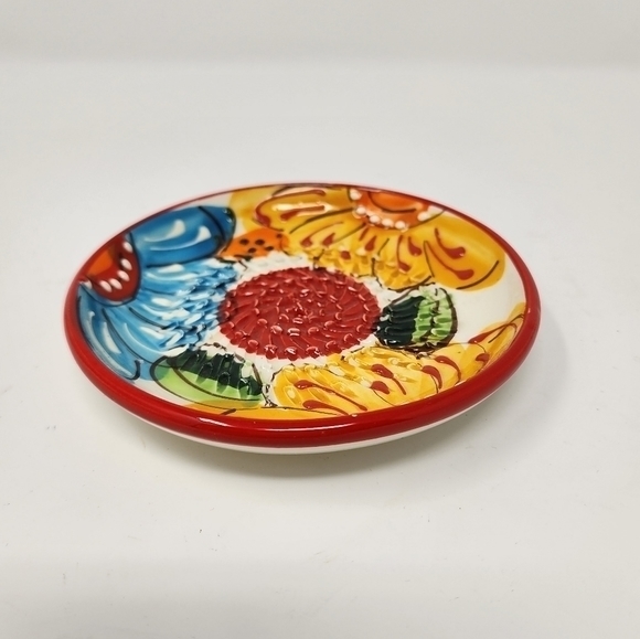 Garlic Grater Yellow Red Blue Floral Handmade And Hand Painted In Spain - Picture 4 of 7